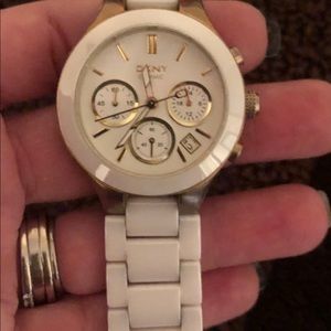 White and gold DKNY watch